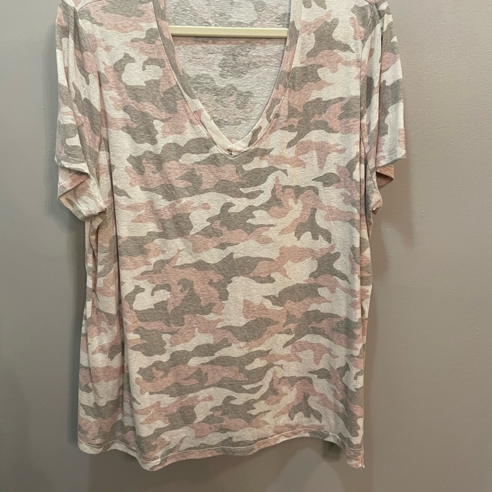 Camo V-Neck Women's Top Plus Size 18-20